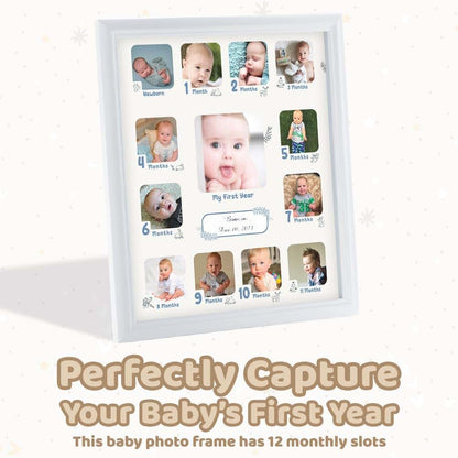 Comfecto Baby First Year Photo Frame, 12 Month Babies Picture Frame Collage, Baby's First Year Memory Frame, Milestone (photo 3)