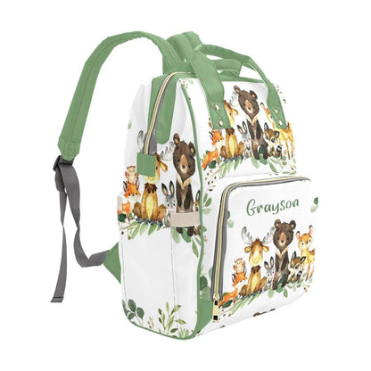 NZOOHY Greenery Jungle Animals Personalized Diaper Bags,Custom Name Multi Function Diaper Backpack Casual Travel (photo 2)