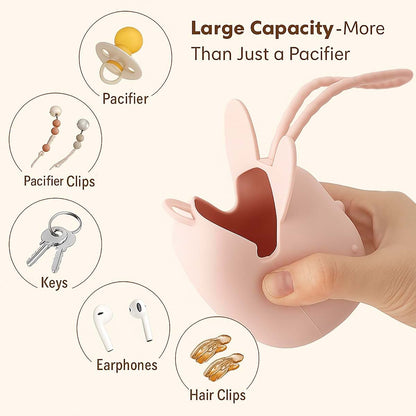 Silicone Pacifier Holder Pouch with Bunny Design for Travel Storage