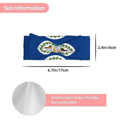 WZYCWB Belize Flag Baby Bow Headband, 2.4 * 6.7 Inch Baby Headband, Suitable for Babies 0-6 Months Old, Very Meaningful (photo 3)