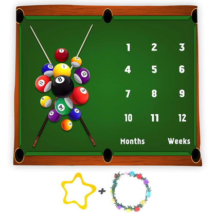 Billiards Baby Monthly Milestone Blanket, 48x40 Inches Flannel, Pool Table Background, Growth Tracker