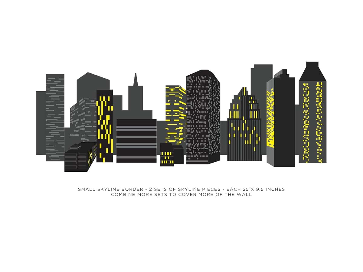 Sunny Decals City Skyline Fabric Wall Border Decal Set