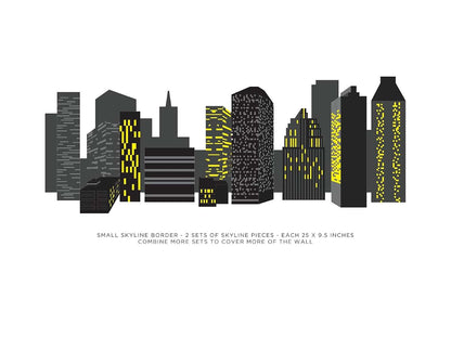 Sunny Decals City Skyline Fabric Wall Border Decal Set