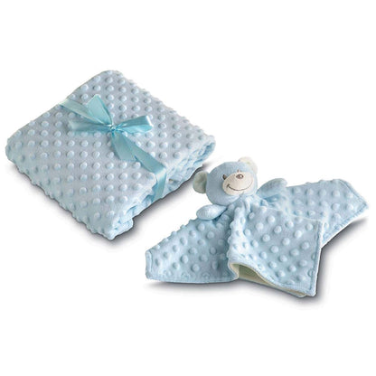 AdonisUSA Baby Blanket And Matching Plush Toy Set, Blue