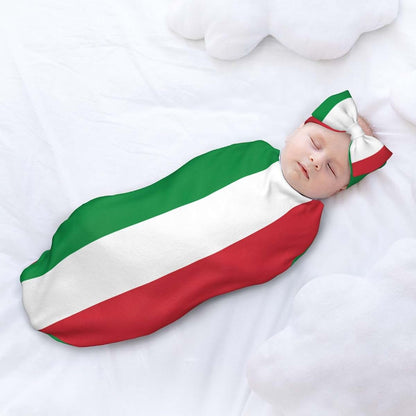 WZYCWB Italian Flag Newborn Swaddle Blanket and Headband, Swaddle Set, a Gift Carefully Prepared for Warm Bathing (photo 3)