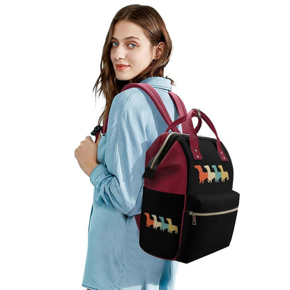 Vintage Dachshund Diaper Bag Backpack Waterproof Travel Daypack