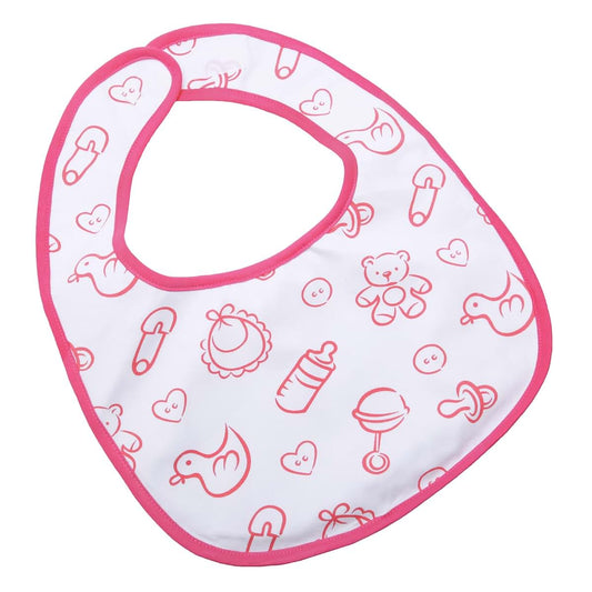 Littleforbig Adult Nursery Pink Printed Cotton Bib With Adjustable Closure