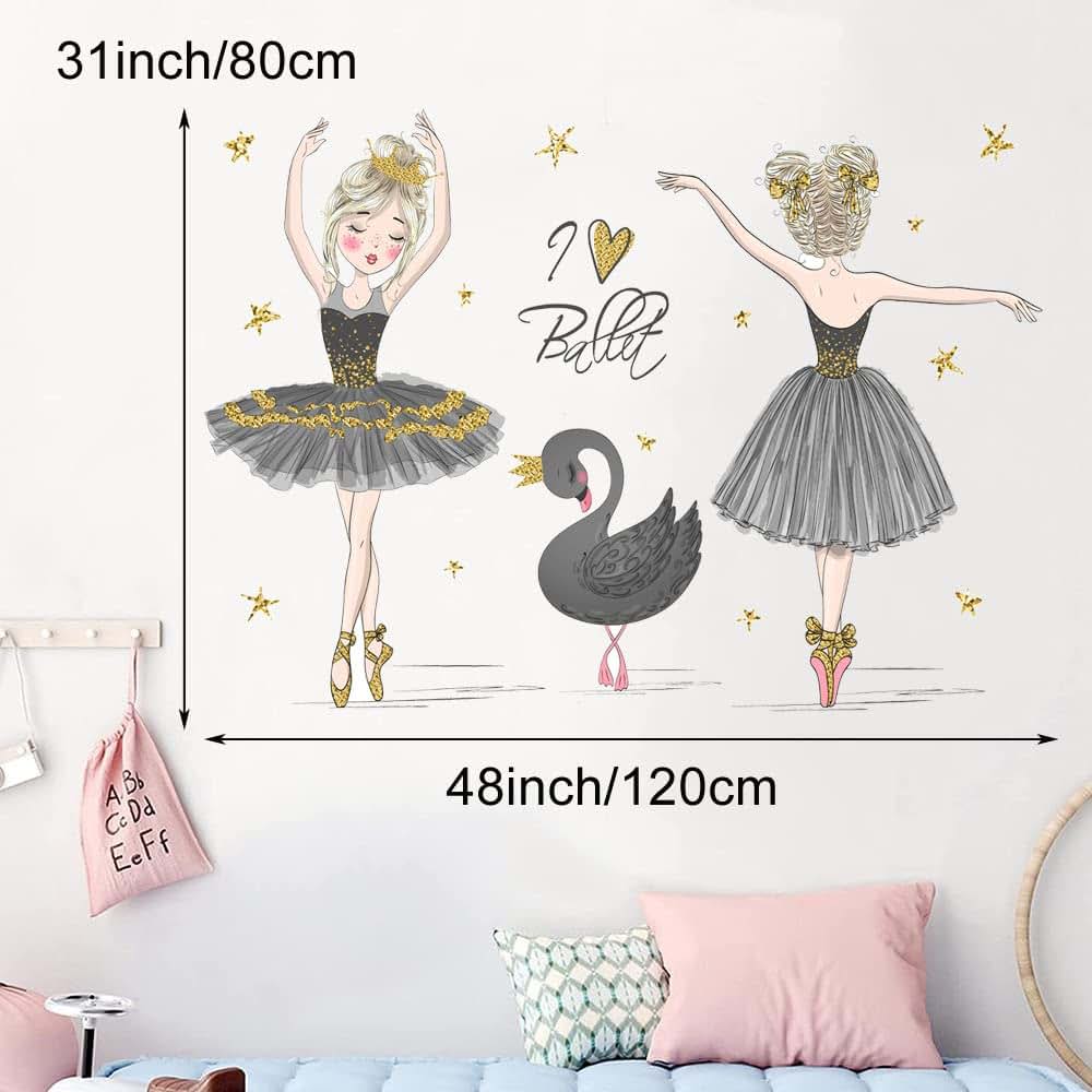 Pinenjoy Ballet Dancing Girl Wall Decals Removable Vinyl Stickers