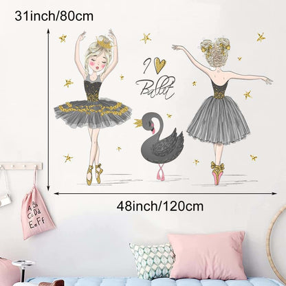 Pinenjoy Ballet Dancing Girl Wall Decals Removable Vinyl Stickers
