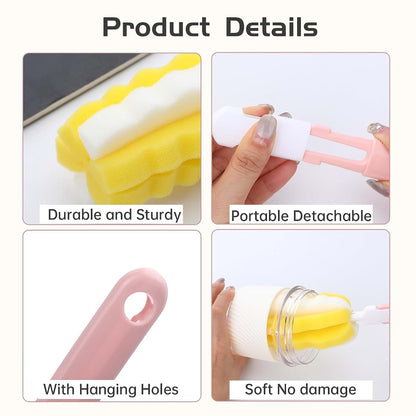 Maahongh Bottle Brush Sponge Set, 4-Piece Detachable Cleaning Tool