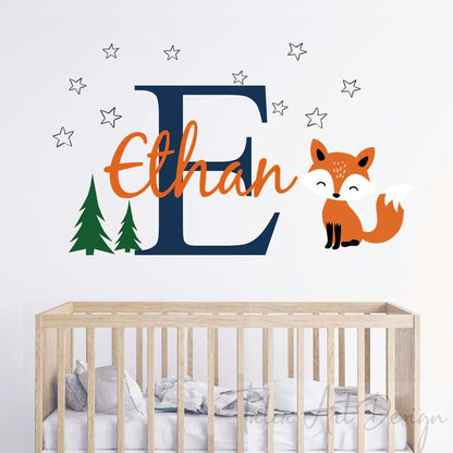 BabyOneStop Woodland Fox Customized Name Wall Decal for Kids Room