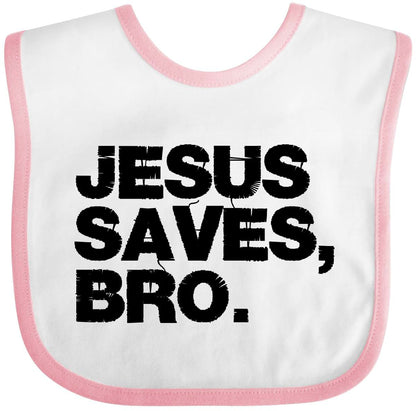Inktastic Jesus Saves, Bro. Baby Bib with Hook and Loop Closure