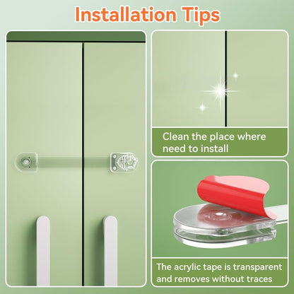 Clear Multi-Function Cabinet Locks for Drawers, Fridges & Cabinets (2 Pcs)