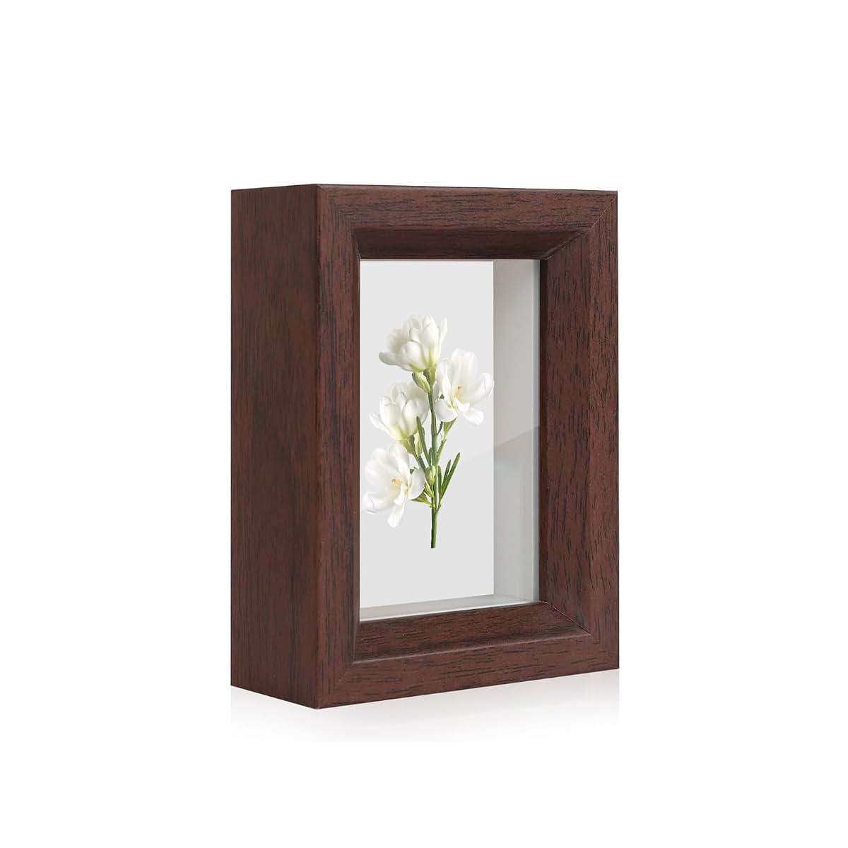 Himitimi 2x3 Mini Wooden Shadow Box Frame in Dark Brown