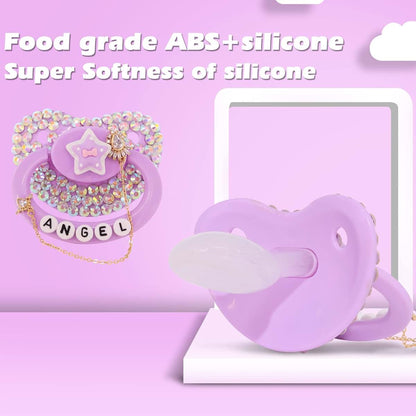 SUNOWE Adult Sized Pacifier Candy Cute Baby Pacifiers (Purple Stars)