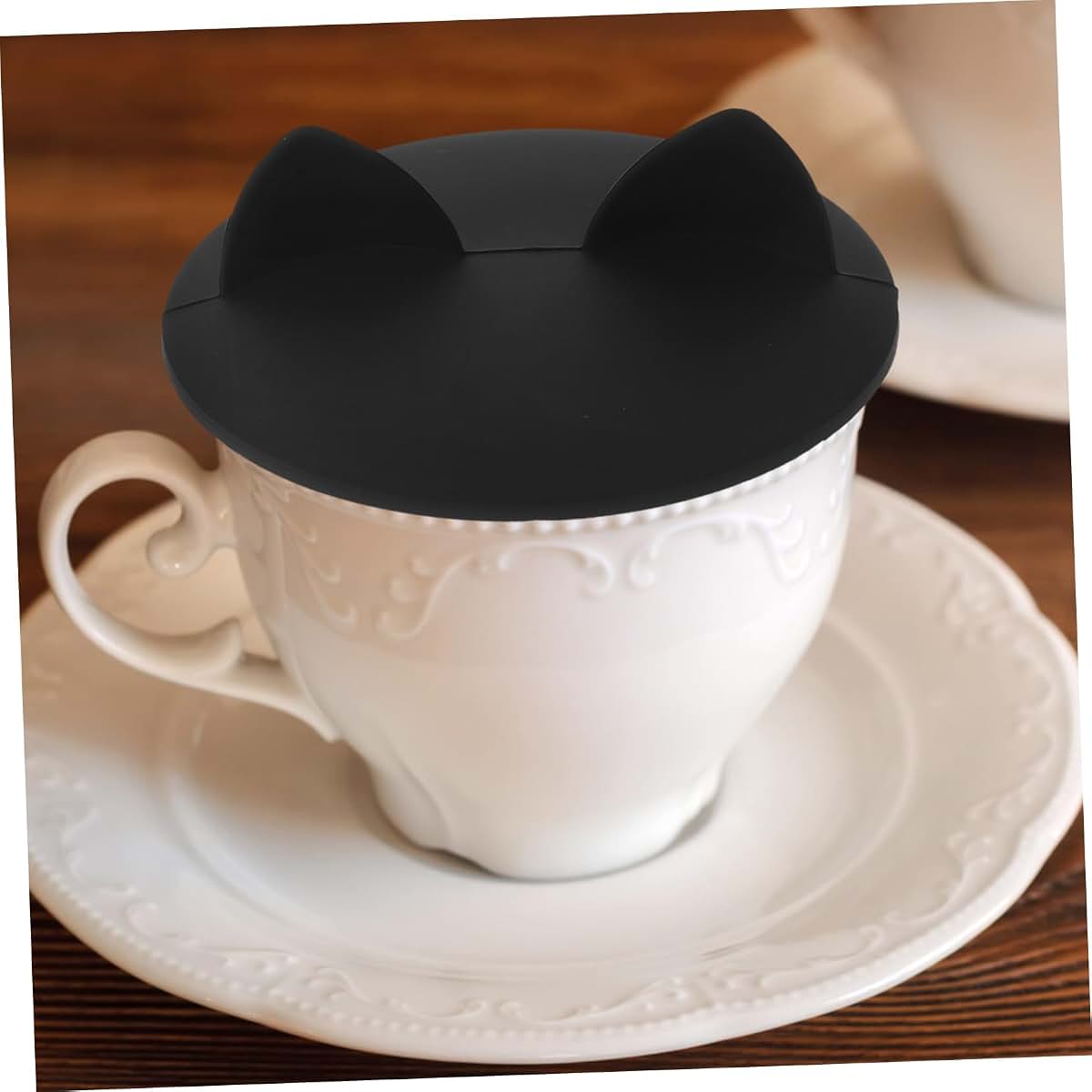 4-Piece Rabbit Ear Silicone Cup Lids, Animal Ear Design, Reusable Dustproof Covers