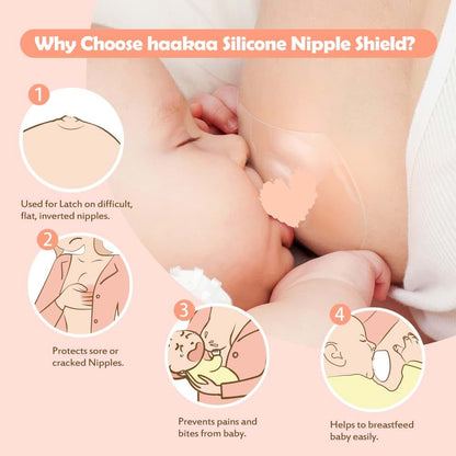 Haakaa Nipple Shields 18mm, 2-Pack with Carry Case