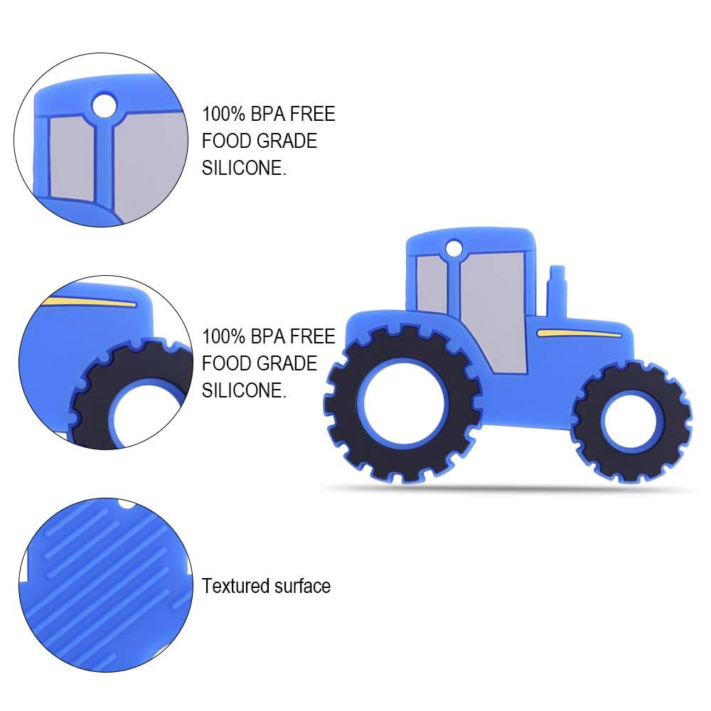AmazingM Silicone Tractor Truck Teether Toy With Pacifier Clip Holder