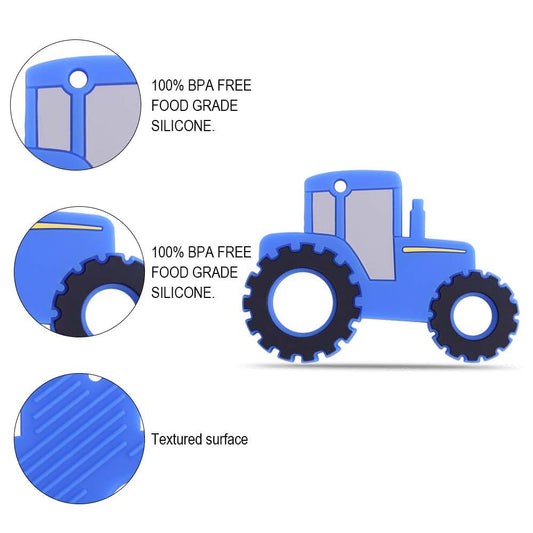 AmazingM Silicone Tractor Truck Teether Toy With Pacifier Clip Holder