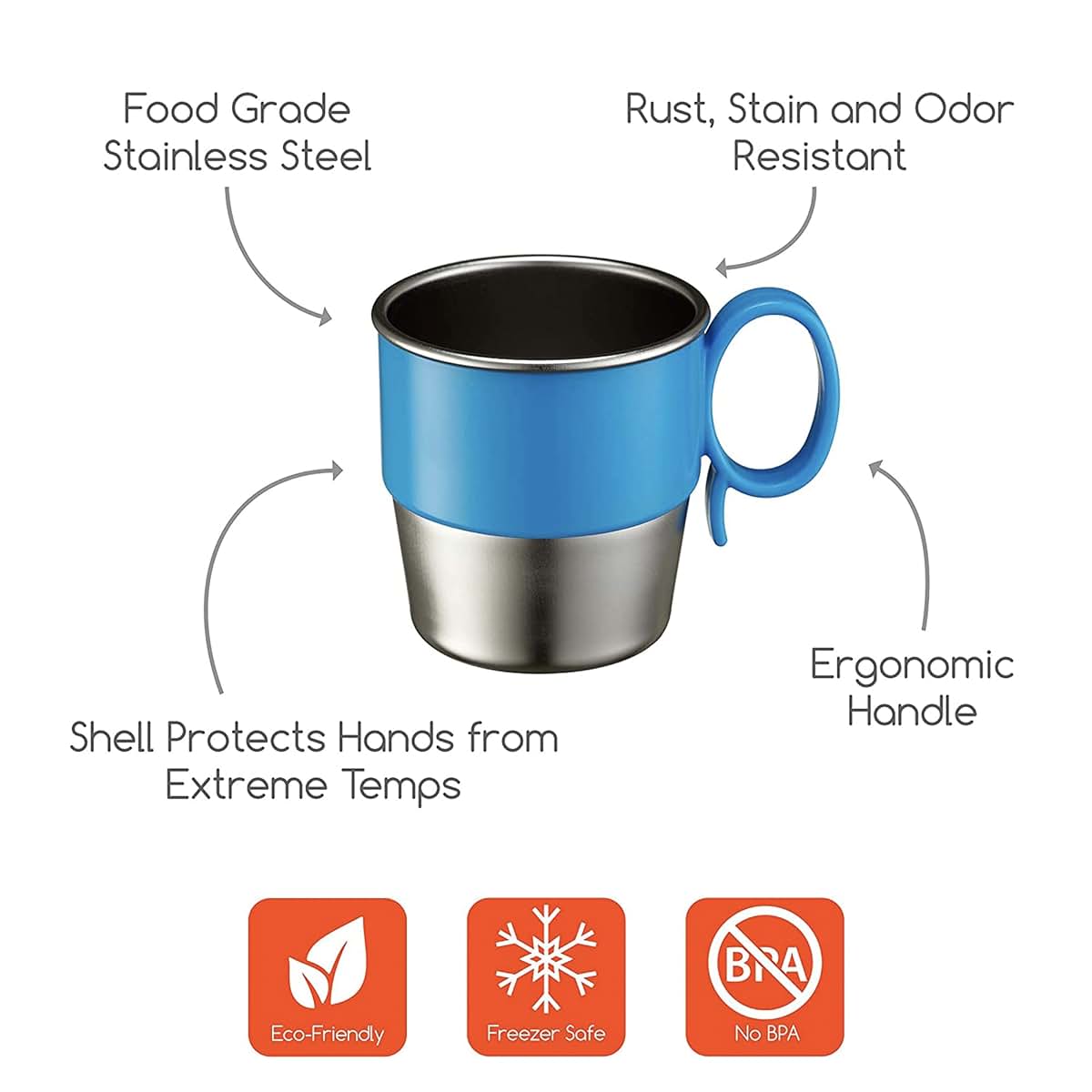 Innobaby Din Din Smart Stainless Steel Toddler Cup 9oz Blue 2 Pack