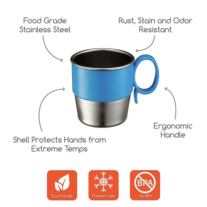 Innobaby Din Din Smart Stainless Steel Toddler Cup 9oz Blue 2 Pack
