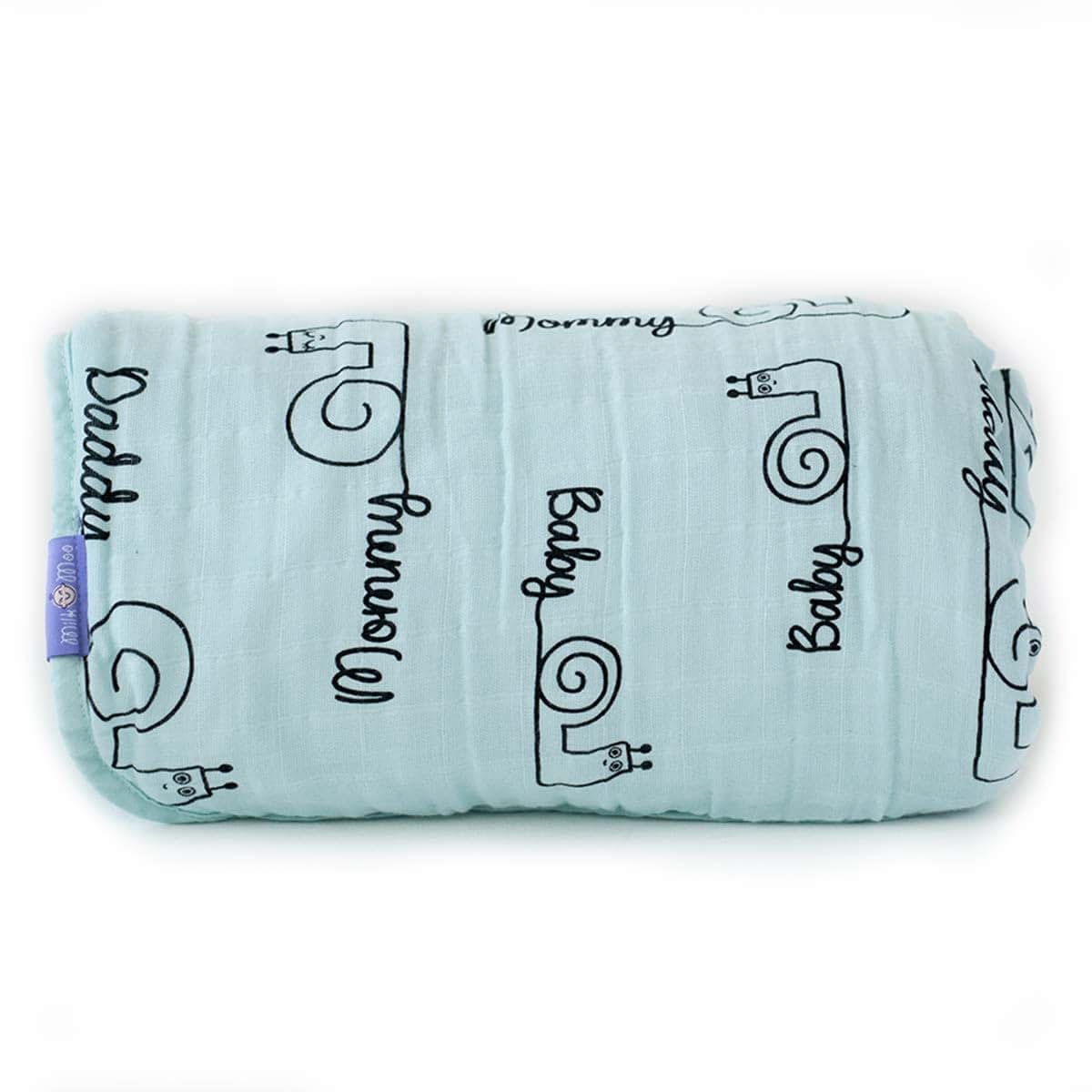 Milk&Moo Snail Muslin Baby Blanket, 4-Layer Cotton Swaddle, 90x110 cm