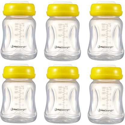 Max Strength Pro Breastmilk Bottles, 6-Pack with Leak-Proof Lids, 6 oz