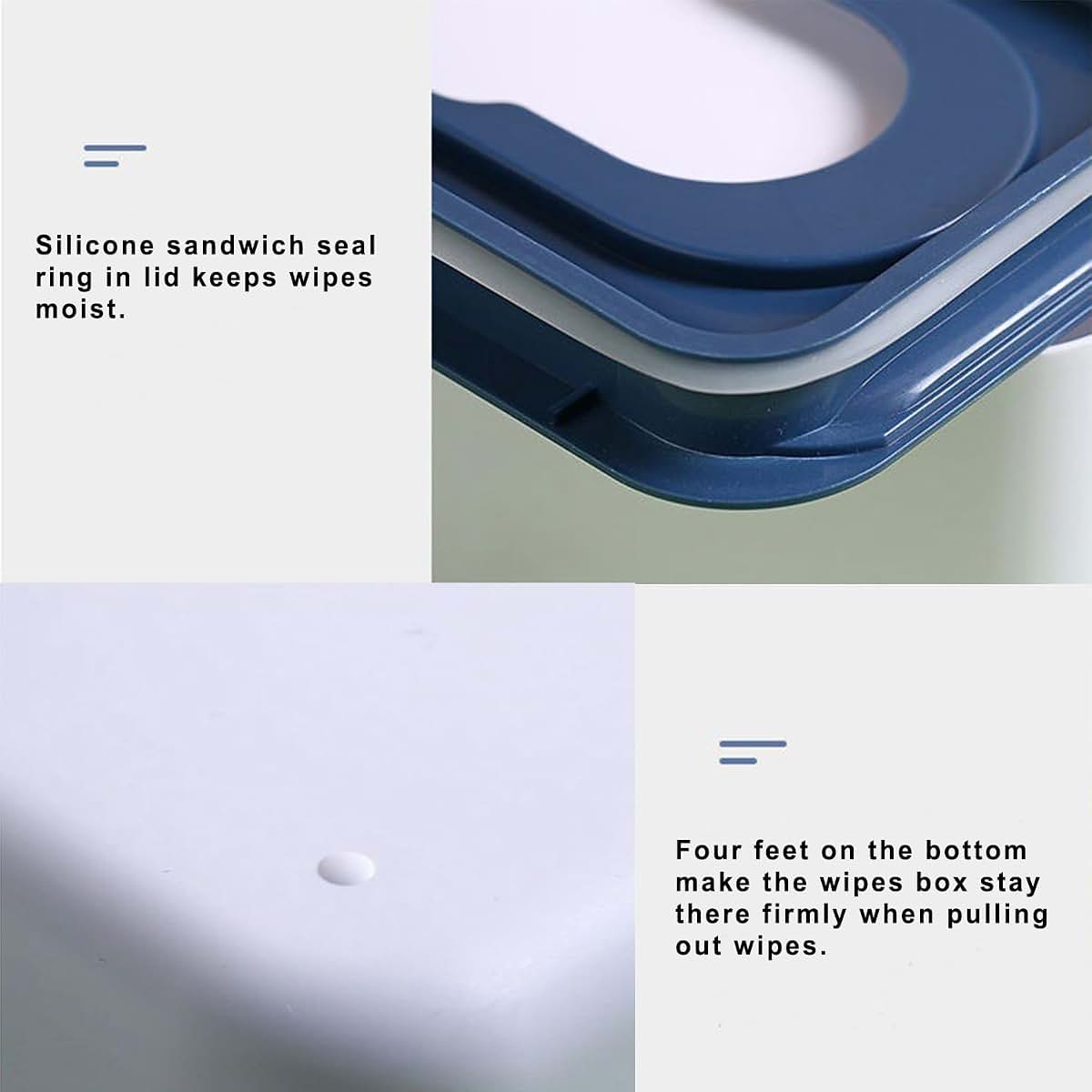 illikkuyax 3 Pack Butt Wipes Dispenser Flushable Wipes Holder for Bathroom with Sealing Lid, PP, 7.48"L