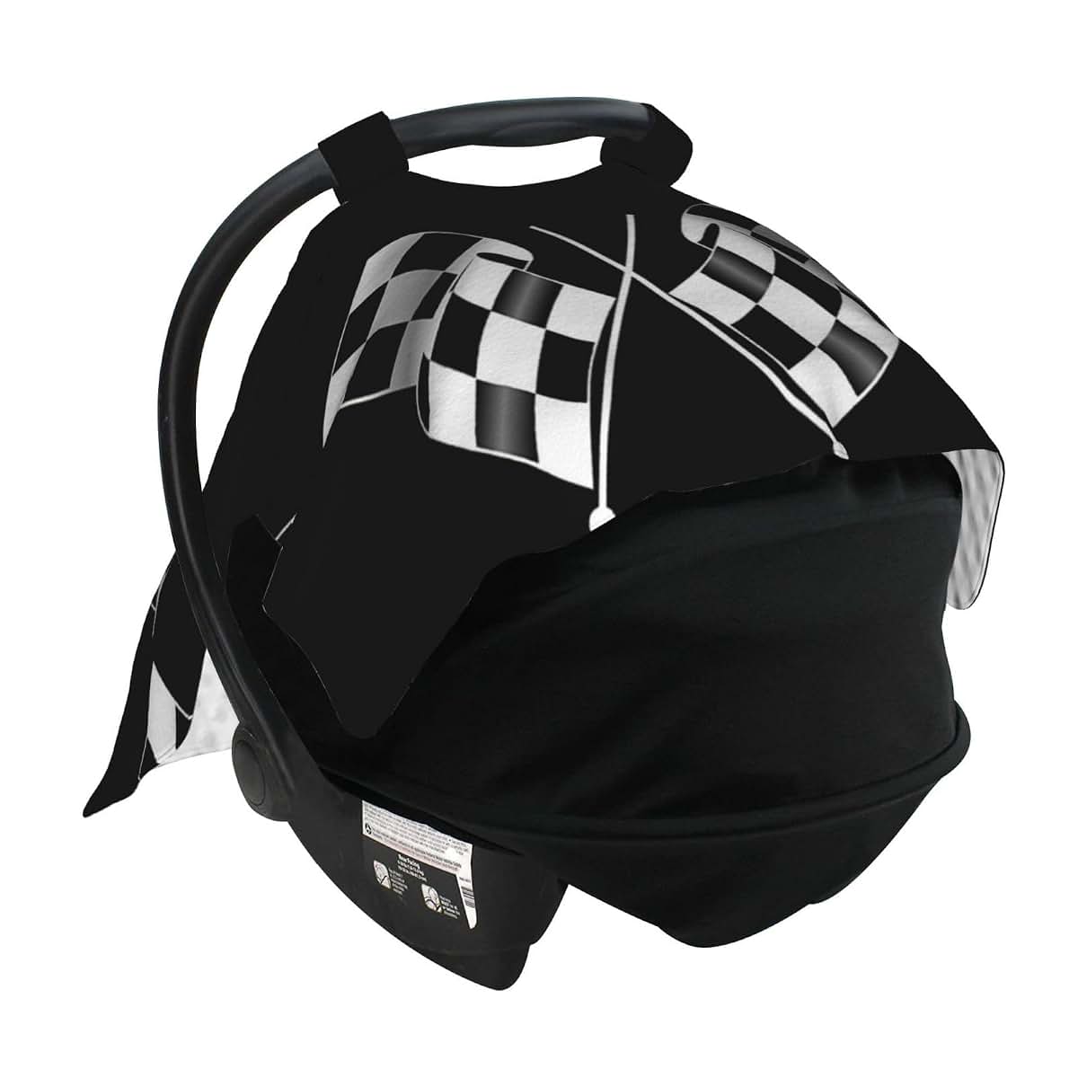 SHANGYINGJI Black and White Checkered Flag Muslin Cotton Baby Car Seat Cover