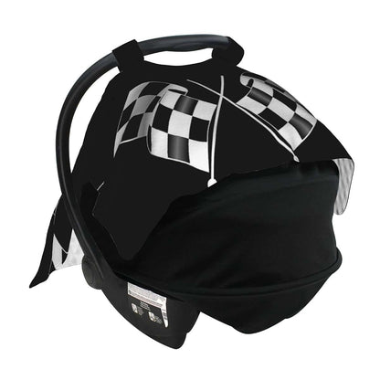 SHANGYINGJI Black and White Checkered Flag Muslin Cotton Baby Car Seat Cover