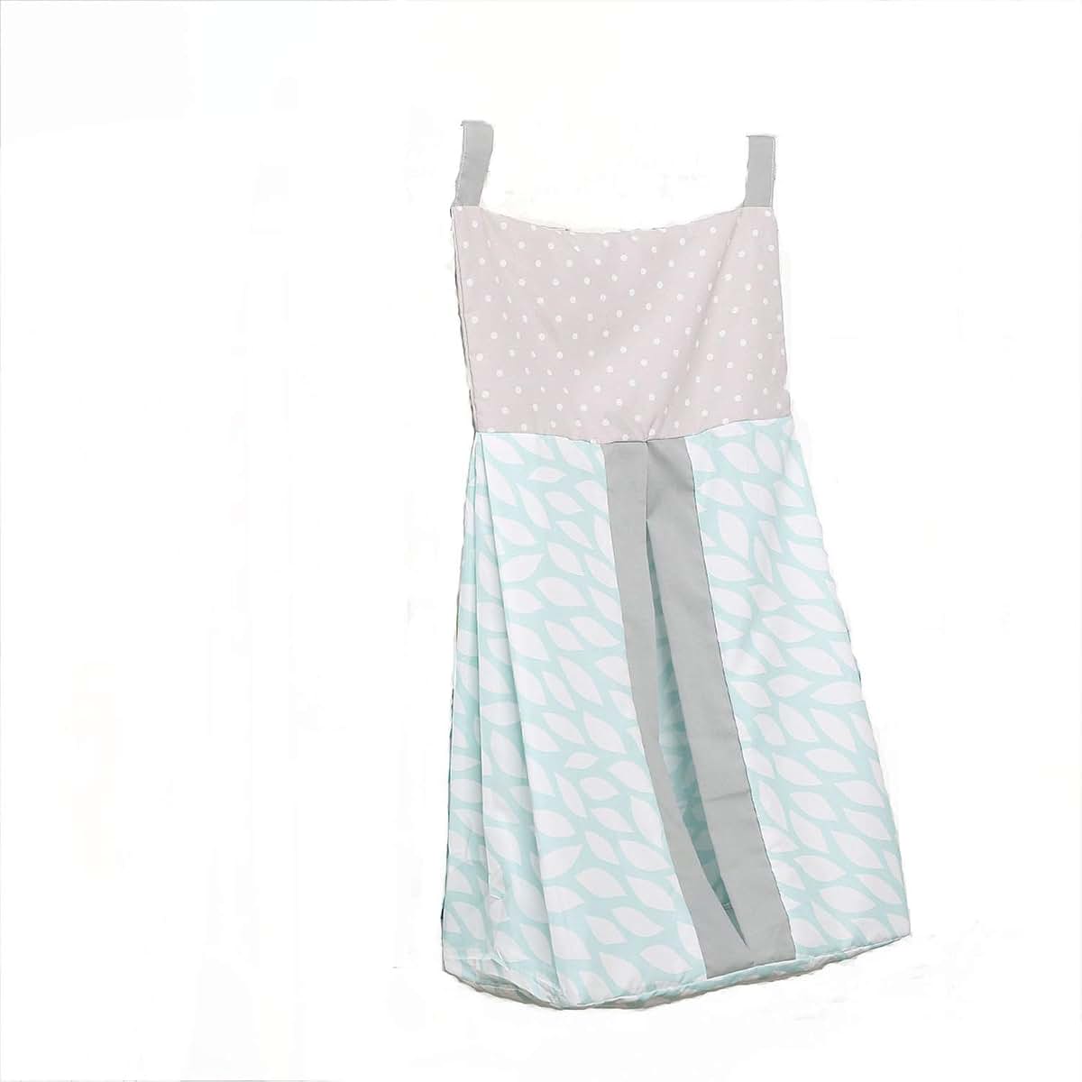 CribMATE Light Blue Diaper Stacker Bag with Leaf Pattern