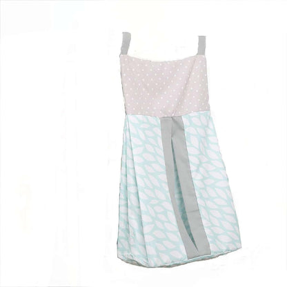 CribMATE Light Blue Diaper Stacker Bag with Leaf Pattern