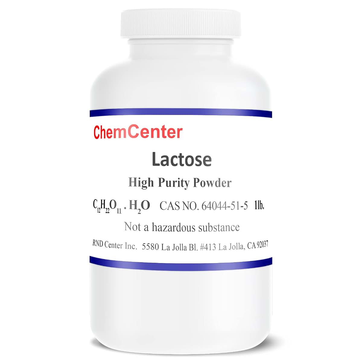 ChemCenter Lactose, Powder, Ultra Pure, 99% min., 1lb.