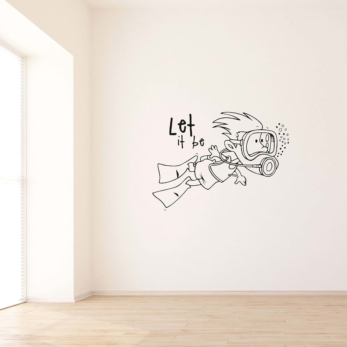 All Things Valuable Let It Be Life Quote Scuba Diver Vinyl Wall Decal (photo 2)