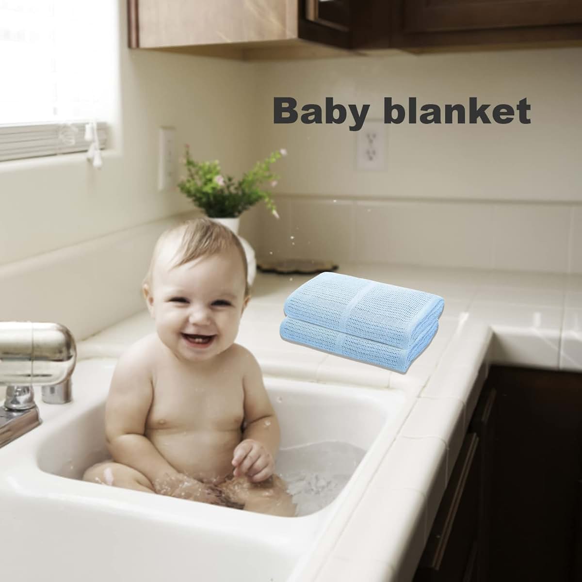 Yeory Cellular Blankets Baby Extra Soft Breathable Cotton Blankets Light Weight Sleeping Blanket Machine Washable for (photo 2)