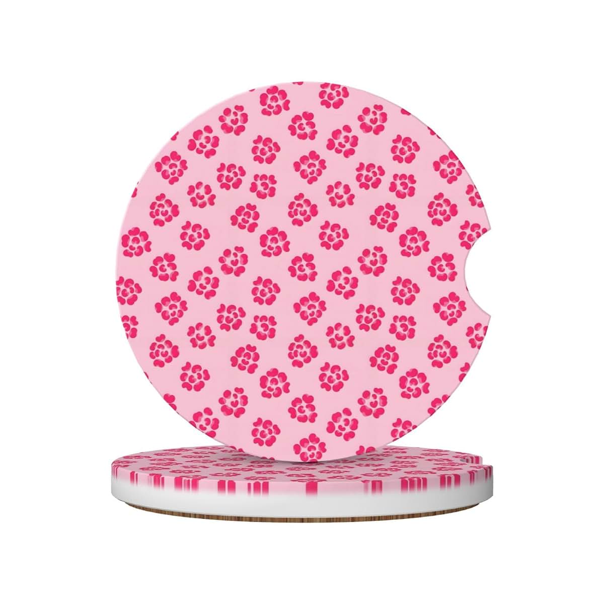 LSCDHDPC Leopard Skin Pink Car Coasters Cute Animals Cup Holder