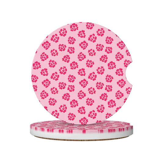 LSCDHDPC Leopard Skin Pink Car Coasters Cute Animals Cup Holder