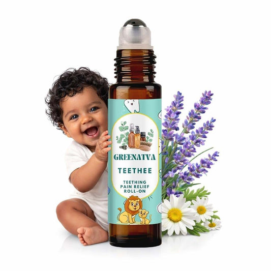 Teethee by Greenatva - Natural Baby Teething Relief Roller (3+ Months), Chamomile & Lavender Teething Oil Roll On