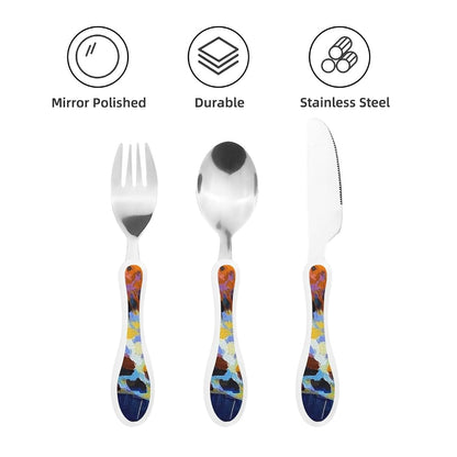 DDTKLSNV 3-Piece Kids Silverware Set With Storage Case, Stainless Steel Reusable Children Safe Knife Spoon Fork Set (photo 3)