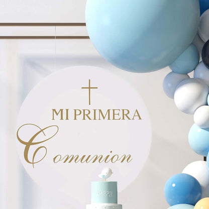 Mi Primera Comunion Decoration Sticker, PVC First Communion Wall Decal for Baptism Baby Shower