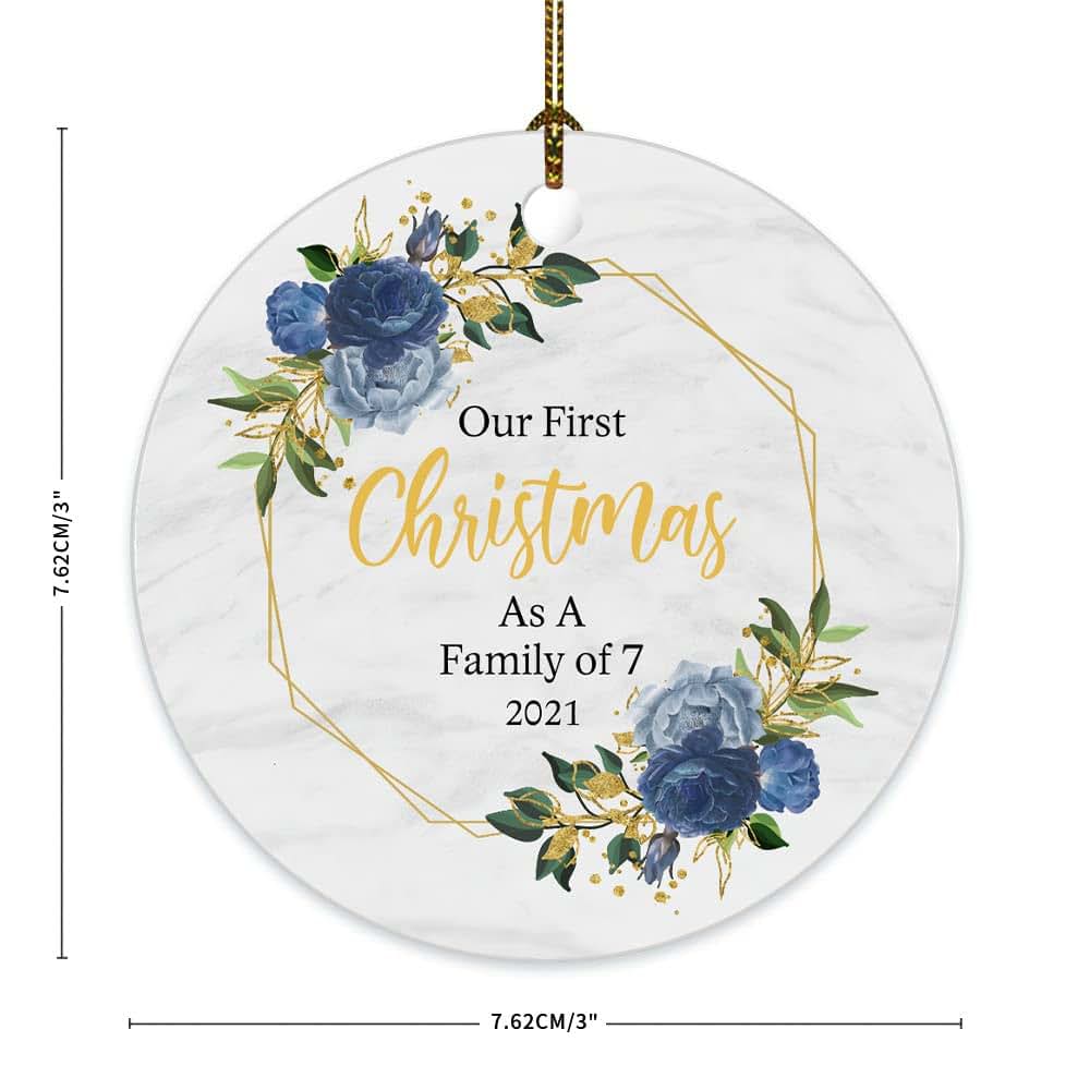 Cheyan Our First Christmas As A Family of 7 Ornament Gift for Baby New Parents Xmas Tree Decoration, 1st Christmas as (photo 2)
