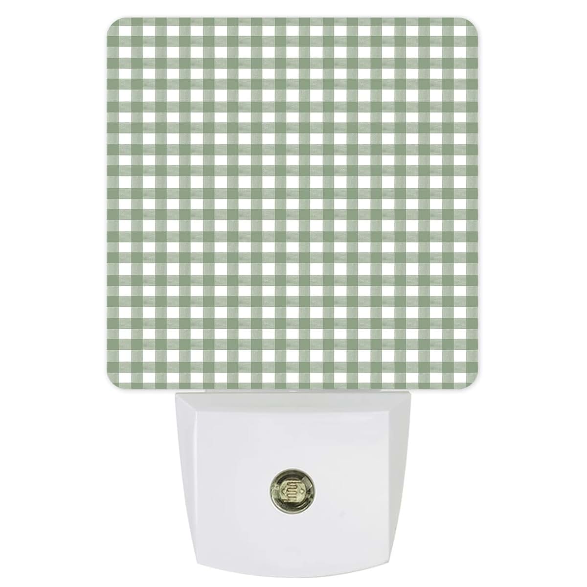 Sage Green Buffalo Plaid LED Night Light for Kids, Plug-In Dusk to Dawn Sensor
