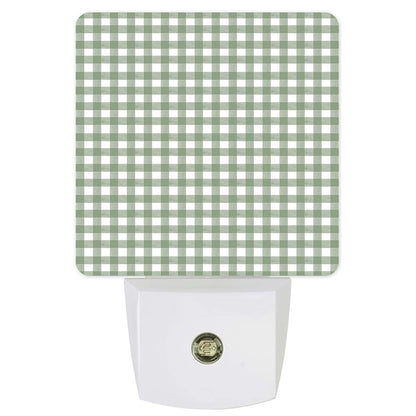 Sage Green Buffalo Plaid LED Night Light for Kids, Plug-In Dusk to Dawn Sensor