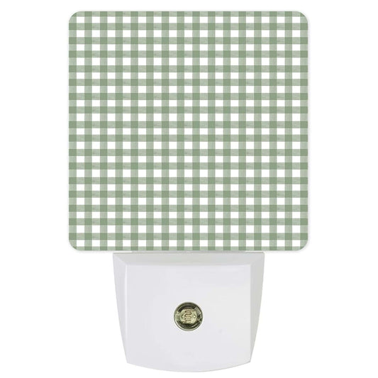 Sage Green Buffalo Plaid LED Night Light for Kids, Plug-In Dusk to Dawn Sensor