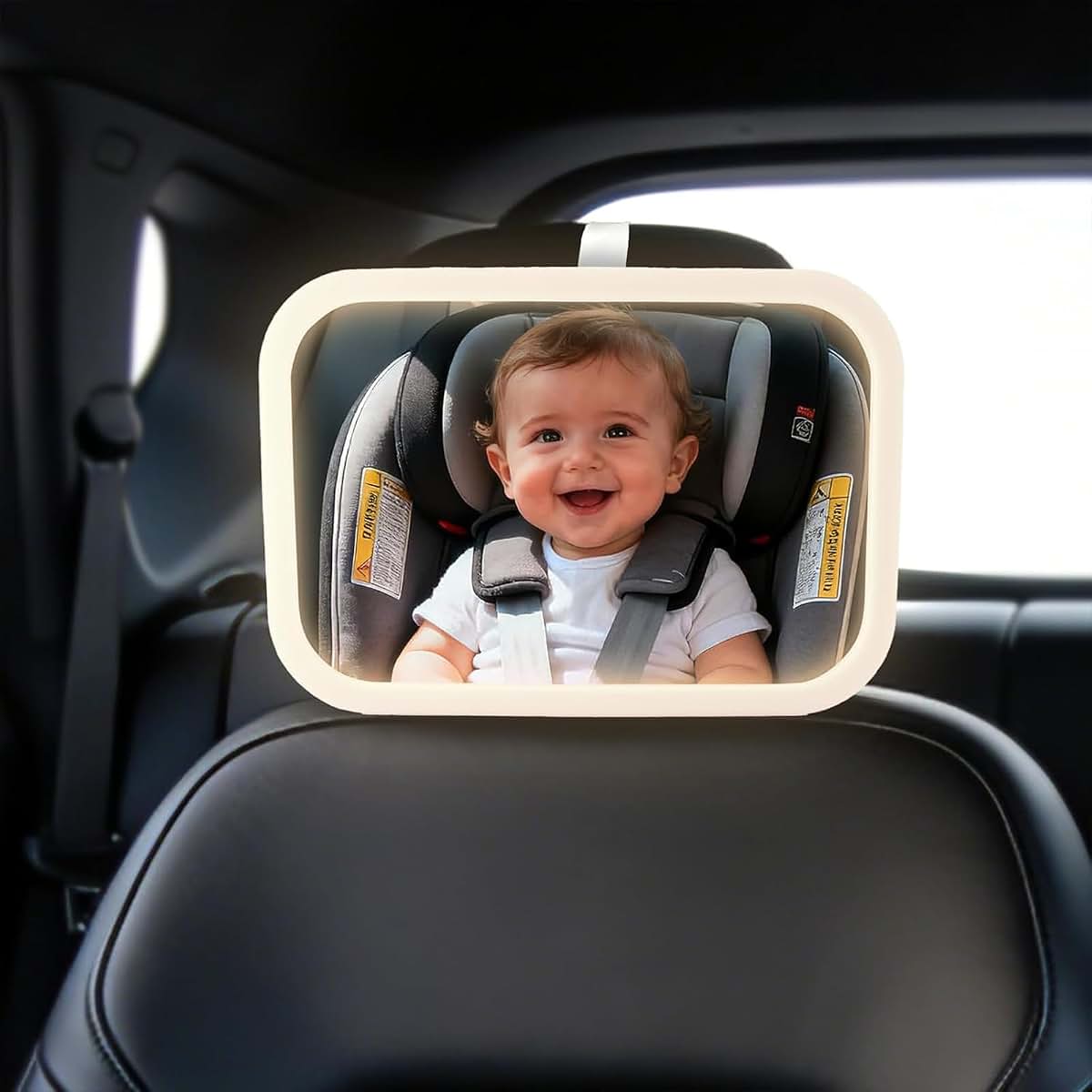 BeeChip Baby Car Mirror, Voice Control Light, Wide View