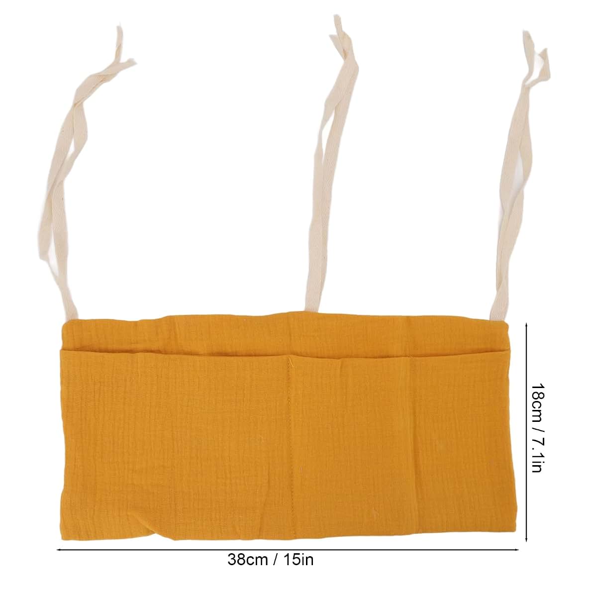 Poenvfpo Baby Crib 2 Pocket Hanging Storage Bag With Adjustable Straps In Turmeric (photo 2)