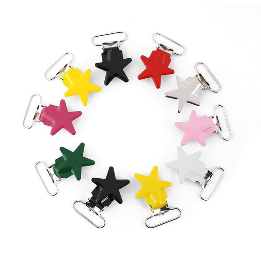 Miskall Pacifier Clips, 10-Piece Metal Round Suspender Strap Holders