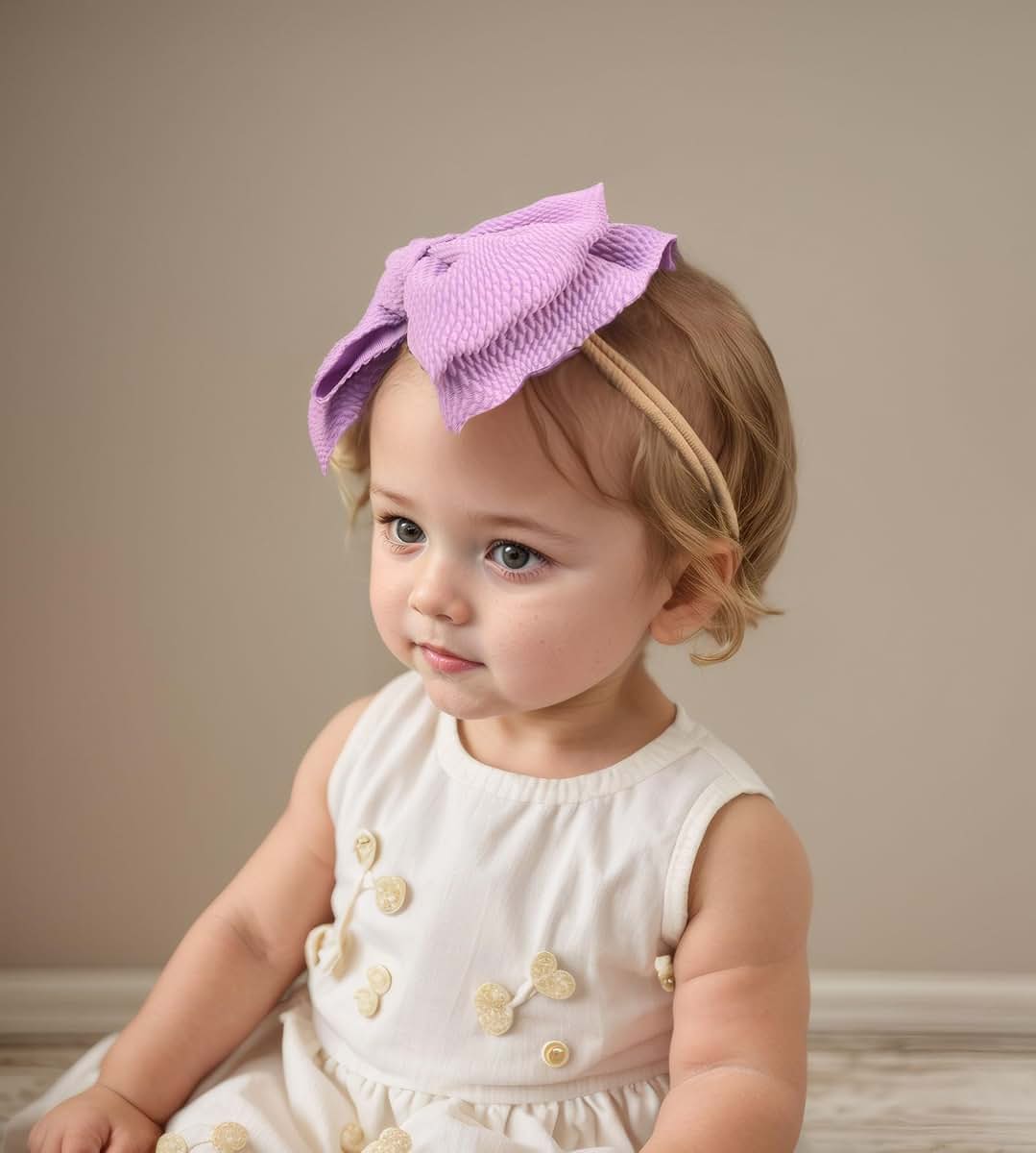BabyOneStop Kenjudess Stretchy Nylon Baby Headband With Large Handmade Bow
