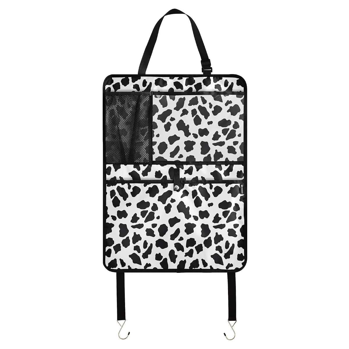 FENOCHE Cow Print Car Seat Protector Kick Mat with Storage Pockets