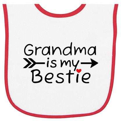 Inktastic Grandma Is My Bestie Baby Terry Cloth Bib with Contrast Trim
